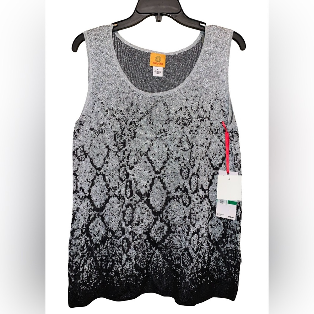 Ruby Rd. Gray & Black Metallic Top Size Large NWT
